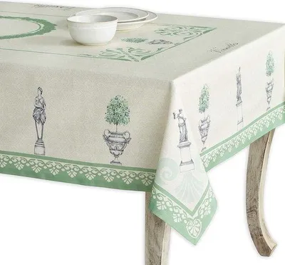 Produktbild von Kleidung für den Tisch, 100% Baumwolle, 140 cm x 180 cm, waschbar, quadratisches Tischkleid, dekoratives Tischkleid für Muttertag, Essen, Buffet, Camping, Frühling/Sommer