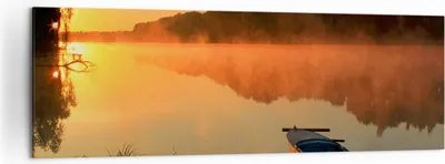 Produktbild von Bild auf Leinwand - Leinwandbild - Morgen Nebel See Landschaft - 160x50cm - Wand Bild - Wanddeko - Leinwanddruck - Bilder - Kunstdruck - Wanddekoration - Leinwand bilder - Wandkunst - AB160x50-2538