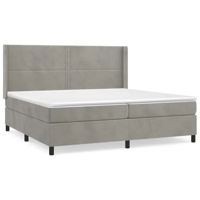 Produktbild von vidaXL Boxspringbett mit Matratze Hellgrau 200x200 cm Samt