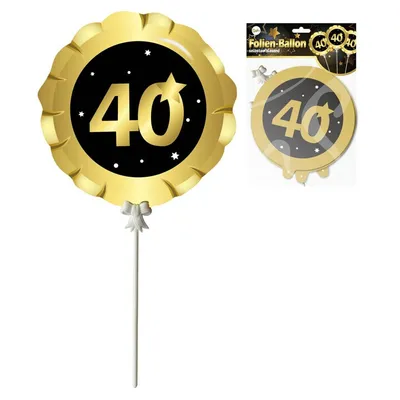 Produktbild von 3er SET FOLIEN BALLONS 40.GEBURTSTAG selbstaufblasend 40 DEKO