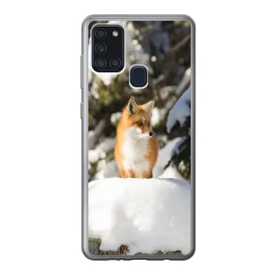 Produktbild von MuchoWow® Handyhülle Schutzhülle Hülle für Samsung Galaxy A21s Fuchs - Schnee - Baum Silikon Softcase Handy Hülle - Hartschale