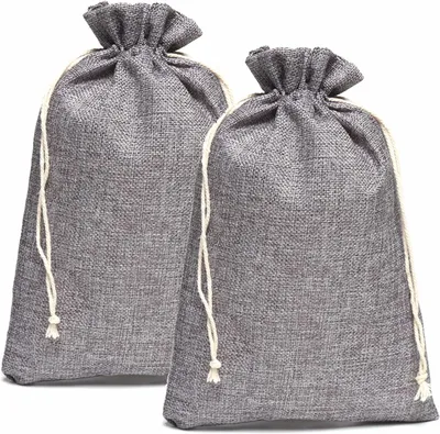Image de Sacs en tissu - Lot de 5 - Sacs de rangement pour petits objets - Gris - 30 x 40 cm