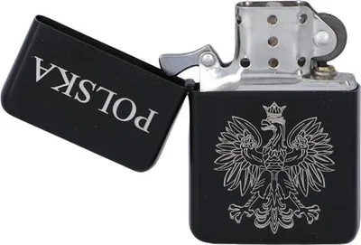 Produktbild von Schwarzes Benzinfeuerzeug mit polnischem Wappenaufdruck, Patriotic Gentelo