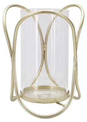 Produktbild von Kerzenhalter Glox Gold aus goldenem Eisen und Glas, Ø16x21,5 cm