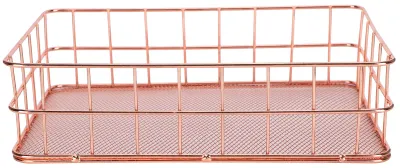 Produktbild von Draht-Aufbewahrungskorb, Organizer, Metallbehälter für die Schreibtischorganisation im Haushalt (Roségold)
