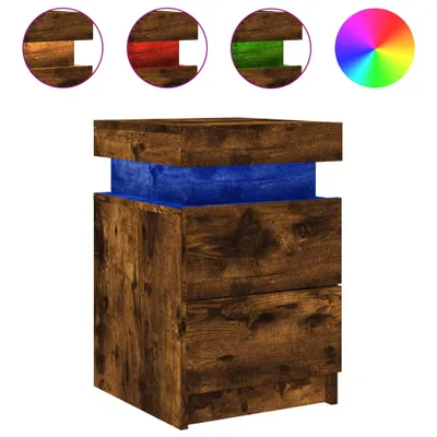 Obrázek produktu pro Noční stolek s LED osvětlením kouřový dub 35 x 39 x 55 cm
