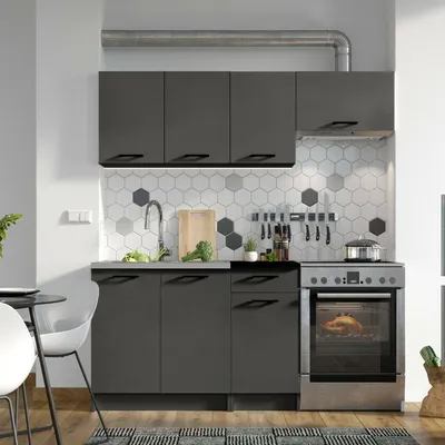 Immagine prodotto di Cormone - Cucina, Nero Antracite, un Ripiano, Elettrodomestici non inclusi