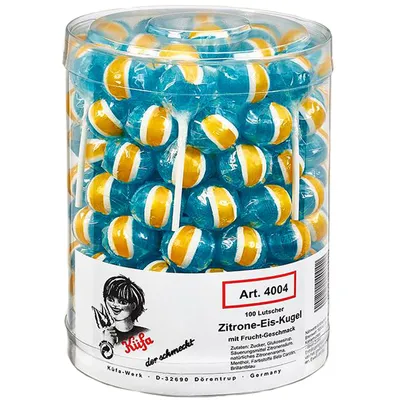 Immagine prodotto di Lecca lecca lecca al limone Küfa con lattina di limone 100 pezzi 1800g