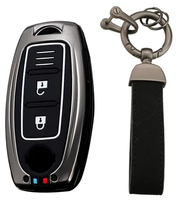 Metall-Schlüsselgehäuse für Nissan, 2 Tasten, Schwarz