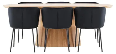 Produktbild von Stjärnö Essgruppe Tisch 90x200cm und 6 Stühle natur, schwarz.