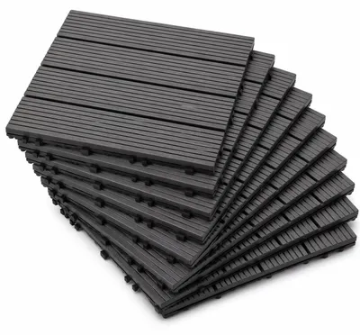 Produktbild von 12er WPC Fliesen Klickfliesen Balkonfliese Fliese 1,1qm 30x30cm Grau