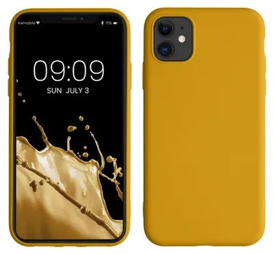 Produktbild von kwmobile Hülle kompatibel mit Apple iPhone 11 Hülle - gummierte TPU Silikon Handyhülle - Schutzhülle für kabelloses Laden - Case in Honiggelb