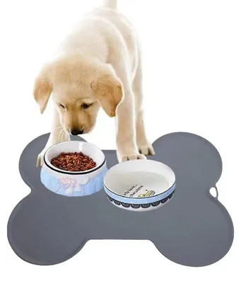 Image de Tapis en silicone pour chien - Antidérapant et lavable - Gris