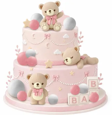Immagine prodotto di Set di 12 decorazioni per torte a forma di orsetto rosa, ideali per feste