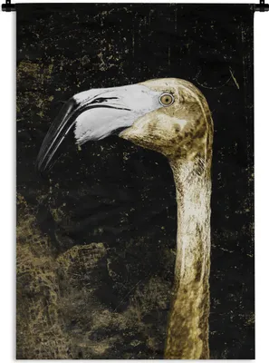 Produktbild von MuchoWow® Wandteppich Wandbehang Flamingo - Gold - Tropisch 60x90 cm Tapisserie Dekoration Wandtuch - Foto-Teppich - Abwaschbar