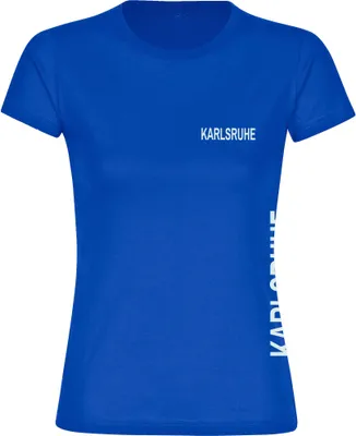 Produktbild von multifanshop Damen T-Shirt - Karlsruhe - Brust & Seite, blau, Größe XXL