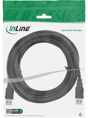 Produktbild von INLINE USB 3.0 Kabel A an A schwarz 5m