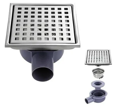 Zdjęcie produktu dla Odpływ podłogowy kwadratowy stal nierdzewna 15X15 cm łazienka