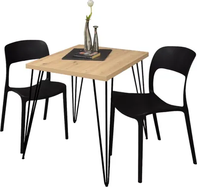 Produktbild von Bistrotisch Eirena 70x70x75 schwarz matt/asteiche 14484