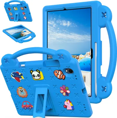 Obrázek produktu pro Ochranné pouzdro pro Samsung Galaxy Tab S11 2025 11", roztomilé dětské pouzdro, odolné proti nárazům s držadlem a stojánkem Modrý