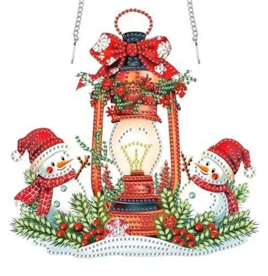 Produktbild von Diamant Painting Anhänger Acrylbrett mit Kette 20x20cm Weihnachten Schneemann Fensterbilder Deko Set Kristall Malerei Anhänger für Wand Fenster Garten