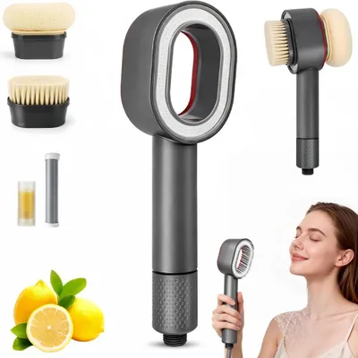 Produktbild von 3-in-1 Premium Duschkopf mit Aktivkohlefilter & VC-Duftbox – 392 feine Düsen, 2 magnetische Reinigungsaufsätze, für reineres Wasser & Spa-Erlebnis
