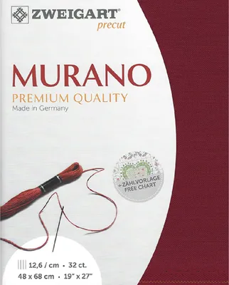 Produktbild von Contramateriaal murano Zweigart precut 32 ct. 3984 kleur 9060 bordeauxrood, 48x68 cm