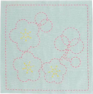 Productafbeelding van Olympus Sashiko set "Hana Fukin Pflaume", bedrukte stof, 33x33 cm, origineel uit Japan
