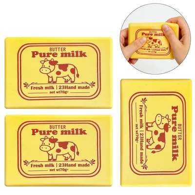 Produktbild von 3 Stück Butter Squishy Slow Rising, Quetschspielzeug, Weiches Anti Stress Knautschspielzeug, Butter Block Squishy Stressabbau Spielzeug