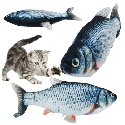 Produktbild von Katzenspielzeug Interaktive Fisch Spielzeug Beweglicher Fisch USB aufladbar Blau