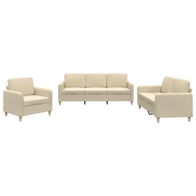 Produktbild von 3-tlg. Sofagarnitur mit Kissen Creme Stoff