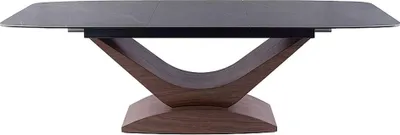 Produktbild von Esstisch Säulentisch Dolce Ceramic 180-240x95x76cm grau Marmor Nussbaum ausziehbar