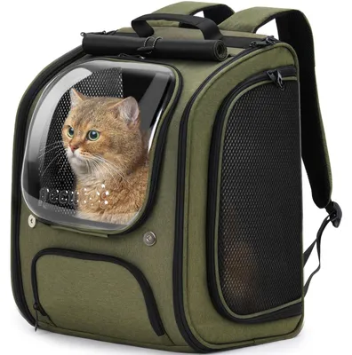 Produktbild von Katzentragetasche Katzenrucksack Haustiertragetasche - 42 x 32 x 26 cm - Schwarz - Für Reisen und Tierarztbesuche