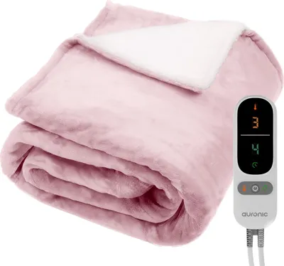 Produktbild von Auronic Elektrische Heizdecke - 200 x 180 cm - 2 Personen Wärmedecke - 9 Wärme- und Timerstufen - Heizdecke - Sherpa Fleece - Hellblau