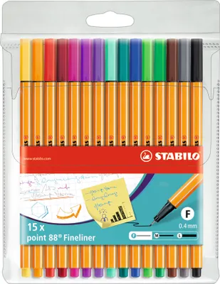 Produktbild von Fineliner - STABILO point 88 - 15er Pack - Standardfarben