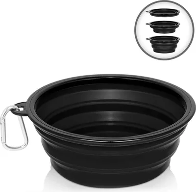 Produktbild von miska dla psa 1000ml Podróżna miska na wodę 1 litr Miska dla zwierząt w podróży Składana plastikowa czarna