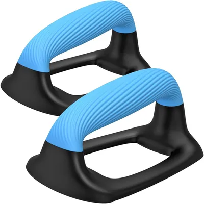 Image de Supports de musculation - Poignées de fitness - Entraînement de force à domicile - Poignées antidérapantes et souples - 21 cm - Noir et bleu