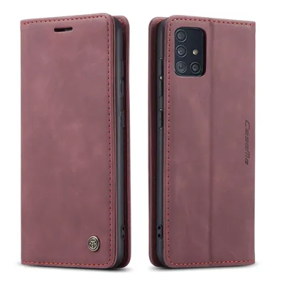 Produktbild von Galaxy A51 Hülle, Retro Kunstledertasche, Kartenfächer, Standfunktion Schutzhülle für Samsung Galaxy A51 Rot