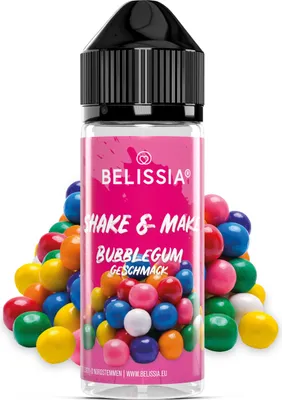 Produktbild von Belissia Shake and Make Bubblegum - 10ml hochdosiertes Lebensmittelaroma + 120ml Schüttelflasche - Für Backen, Speisen, Getränke, Shakes, DIY uvm