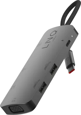 Produktbild von LINQ 7in1 4K Triple Display HDMI Adapter with PD and Peripheral Ports, Kabelgebunden, USB 3.2 Gen 1 (3.1 Gen 1) Type-C, 100 W, Schwarz, 4K Ultra HD, 3840 x 2160 Pixel