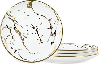 Produktbild von Goldene Marmor Dinner Teller Set von 4 - Keramische Große Dinner Teller für den Haushaltsgebrauch