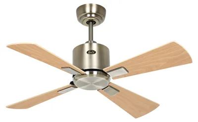 Image de Ventilateur de plafond à basse consommation avec télécommande Eco Neo III WiFi 92 cm Laiton antique pales Érable / Hêtre