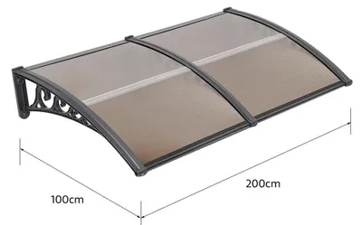 Zdjęcie produktu dla Daszek nad wejściem – zadaszenie drzwi – szerokość 100–200 cm – płyta akrylowa – odporny na deszcz i śnieg – odporny na promieniowanie UV – solidna, trwała konstrukcja