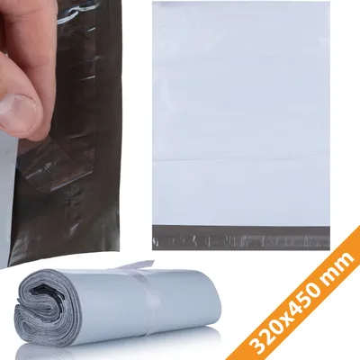 Produktbild von Rosfix Versandtaschen 320 x 450 mm – 100 Stück, Weiss, LDPE, Selbstklebend, Reissfest, Wasserdicht | Foliopackung