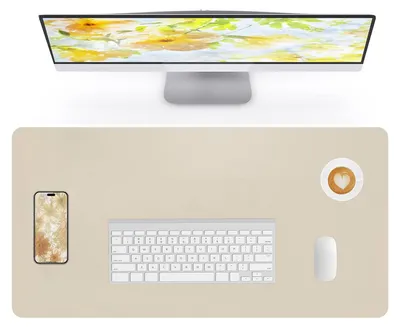 Zdjęcie produktu dla Podkładka pod mysz XXL - Skórzana - 80 x 40 cm - Beżowa