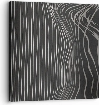 Produktbild von Bild auf Leinwand - Leinwandbild - Einteilig - Abstraktion Streifen Schwarz und Weiß - 30x30cm Wand Bild Wanddeko Wandbilder Leinwanddruck Bilder Wanddekoration Leinwand bilder AC30x30-4152