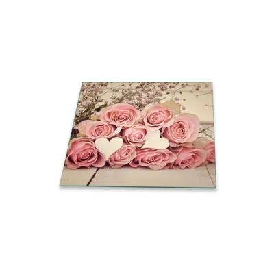 Produktbild von Herdabdeckplatte Glaskeramik 1 teilig 60x52 Rose Pink Abdeckung Glas Spritzschutz Deko