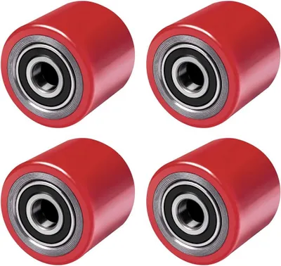 Produktbild von 4 Stück Hubwagenrollen Polyurethan 80 x 50 mm, Achse 20 mm inkl. Kugellager Rollen für Hubwagen Ersatzrollen, Max. Belastung 500 KG