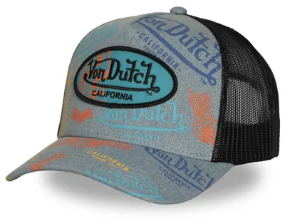 Produktbild von Von Dutch Originals Trucker Cap - CALIFORNIA ALLOVER Mesh Denim