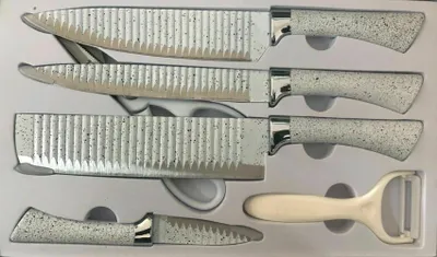 Produktbild von 6tlg. Messer-Set+Sparschäler Fleischmesser Universalmesser Weiß